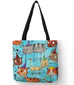 Reusable Tote Cute Cats Print