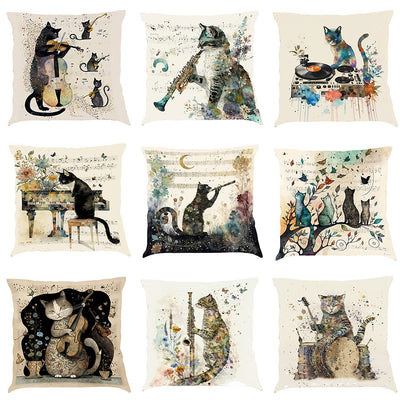Musical Cats Printed Pillowcases