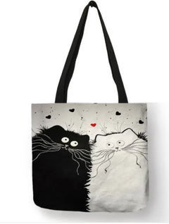 Reusable Tote Cute Cats Print