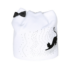 Cat Ears Knit Cap with Little Black Cat