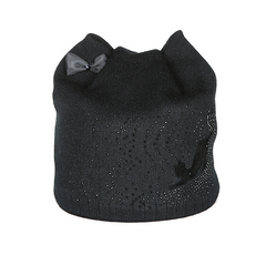 Cat Ears Knit Cap with Little Black Cat