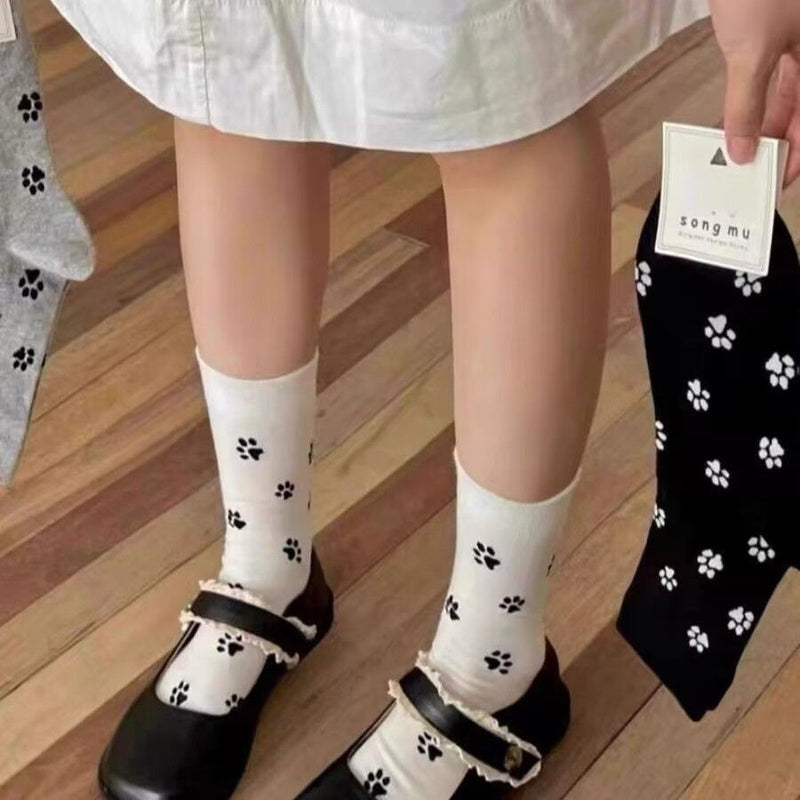 3 pr. Paw Print Crew Socks
